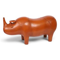 21st century leather rhino footstool, H40cm, L80cm 