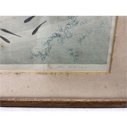 Urushibara Mokuchu (Japanese 1888-1953): 'Lake', woodblock print signed and numbered No.8 in pencil 25cm x 33cm