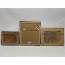 After Ackermann, Crimean War colour print in the Cobham Scenes series entitled '17th Light Dragoons (Lancers)', 15 x 19cm, Hogarth type frame; 19th century engraving of John Penn Private in the 17th Lancers, gilt frame; and oakframed colour print of a Napoleonic War scene (3)