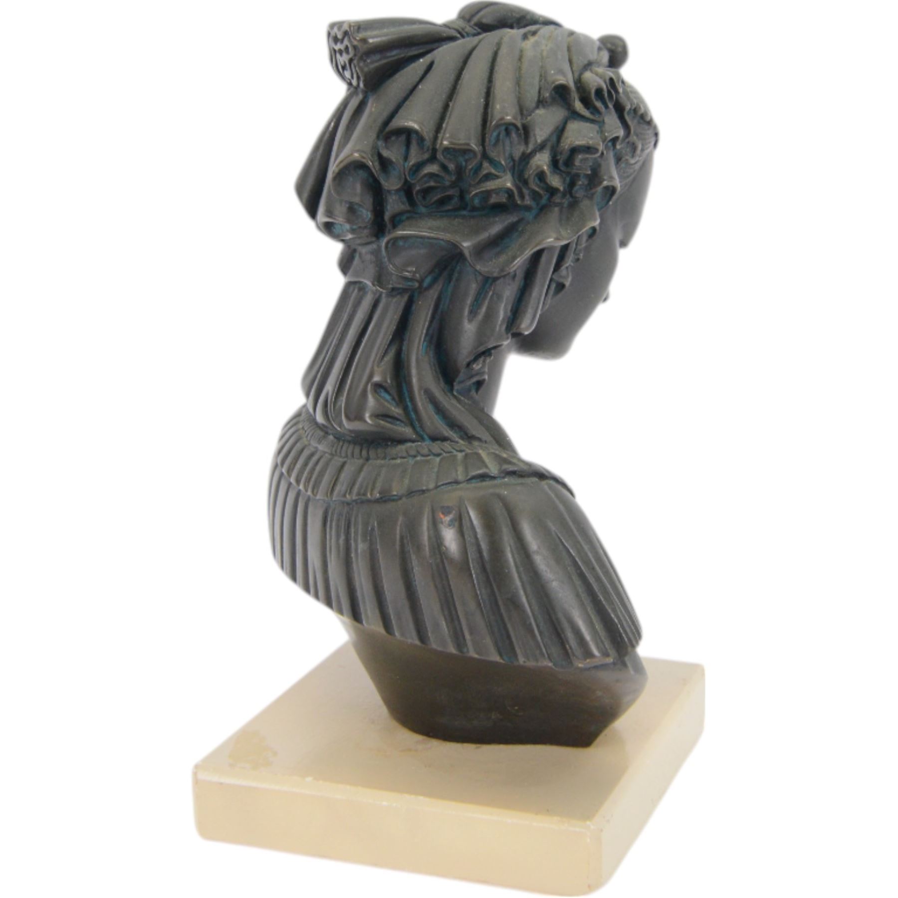 Angelica Maria composite bust, upon a square base, H20cm