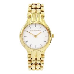 Bueche Girod ladies 9ct gold quartz wristwatch, with integral 9ct gold bracelet, London import mark 1993