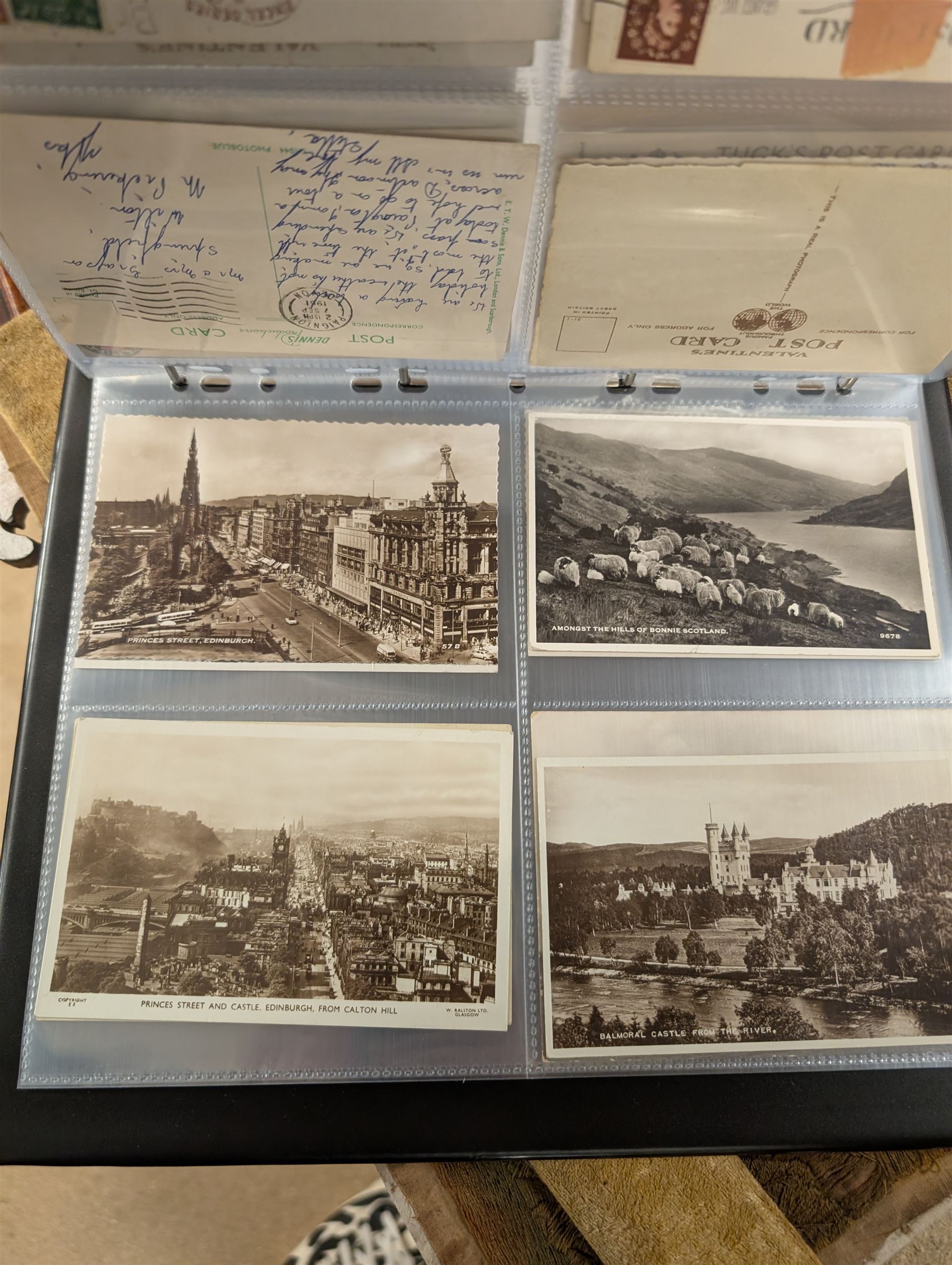 Album of black and white Yorkshire postcards, including scenes of Malton and Thornton le Dale, together with five volumes of Old & New London, John Smith The Brewery Licensed Victuallers and Beer Sellers Diary Day Book and a 19th century needlework