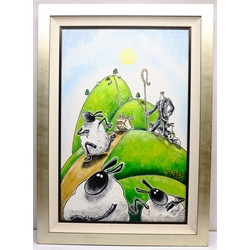 Philip Stuttard (British Contemporary): 'Bull Dog! Not Sheep Dog', oil on canvas signed, titled verso 89cm x 58cm
Provenance: special commission from the Washington Green Gallery