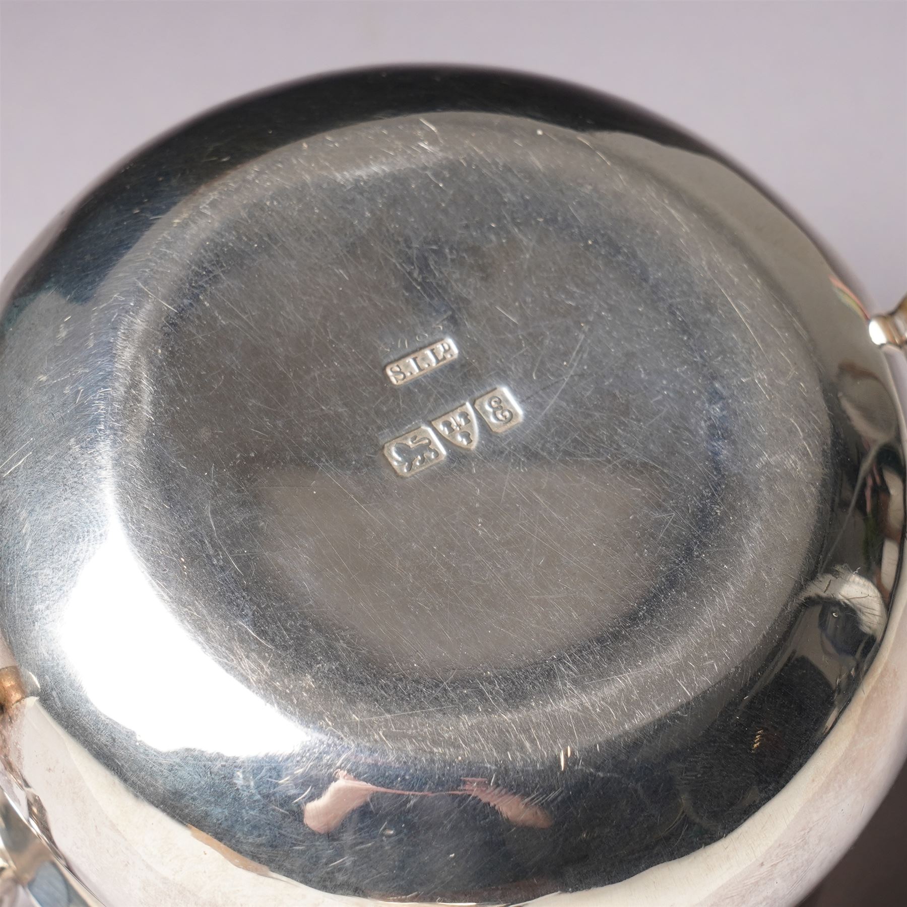 Edwardian silver two handled double lipped sauce boat Chester 1905 Maker Stokes & Ireland Ltd and a silver bowl D12cm Sheffield 1910 