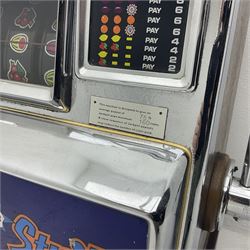 Aristocrat Nevada Lucky Strike one-armed bandit arcade machine, circa 1964, light-up display in aluminium and stainless steel case, with keys, H72cm 