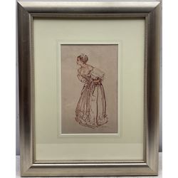 Sir William Russell Flint (Scottish 1880-1969): 'Clarissa' - Full Length Study, sanguine chalk signed 27cm x 17cm 
Provenance: private collection; with James Alder Fine Art, Hexham