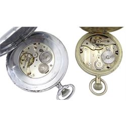 WWII military issue Royal Navy stop watch, the reverse engraved H.S. (broad arrow) 7 2389 and one other military stop watch by S.D. Neill Ltd, Belfast, the reverse engraved broad arrow B 167