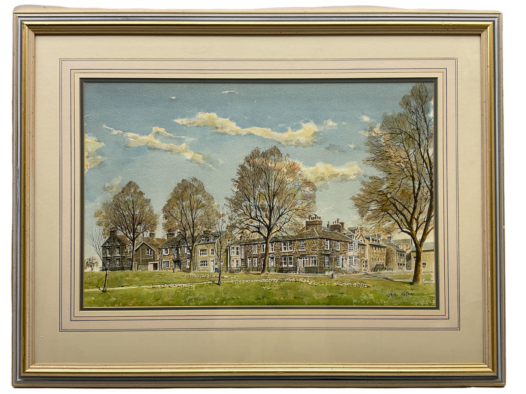Peter Nelson (British Contemporary): Church Square Harrogate, watercolour signed 33cm x 52cm