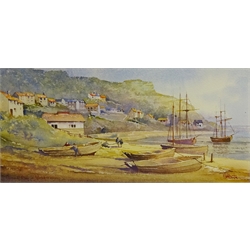  Kenneth W Burton (British 1946-): 'Runswick Bay Yorkshire', watercolour signed and titled 12cm x 27cm Provenance: from 'The Counties of Great Britain Collection', certificate verso  