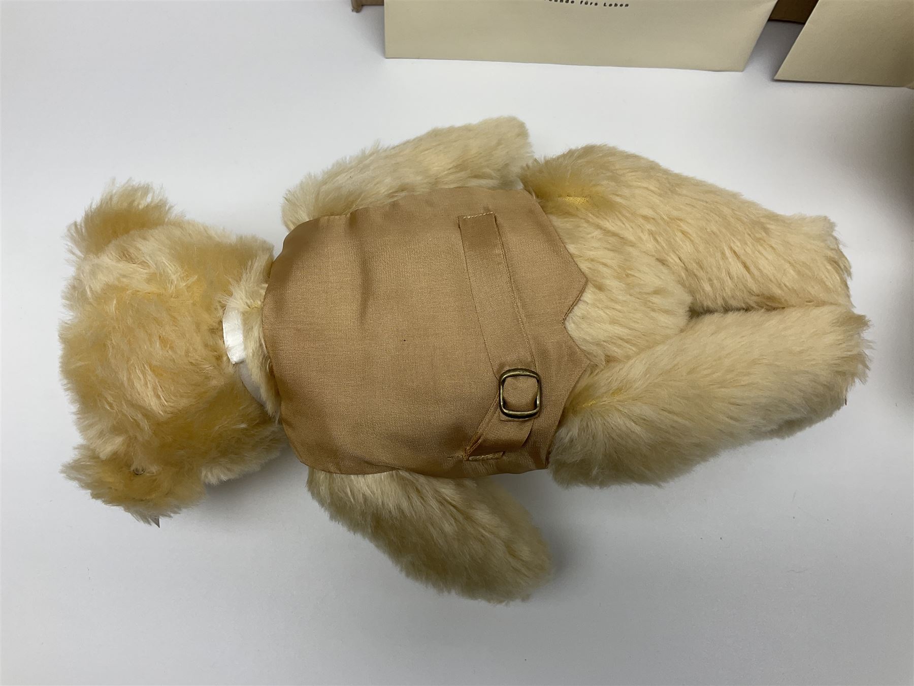 Two modern Steiff limited edition teddy bears - Prince William's 21st Birthday Bear with growler mechanism No.58/1500 H35cm; and Cherished Teddies Collection Daisy No.4269/5000 H33cm; both boxed with certificates (2)