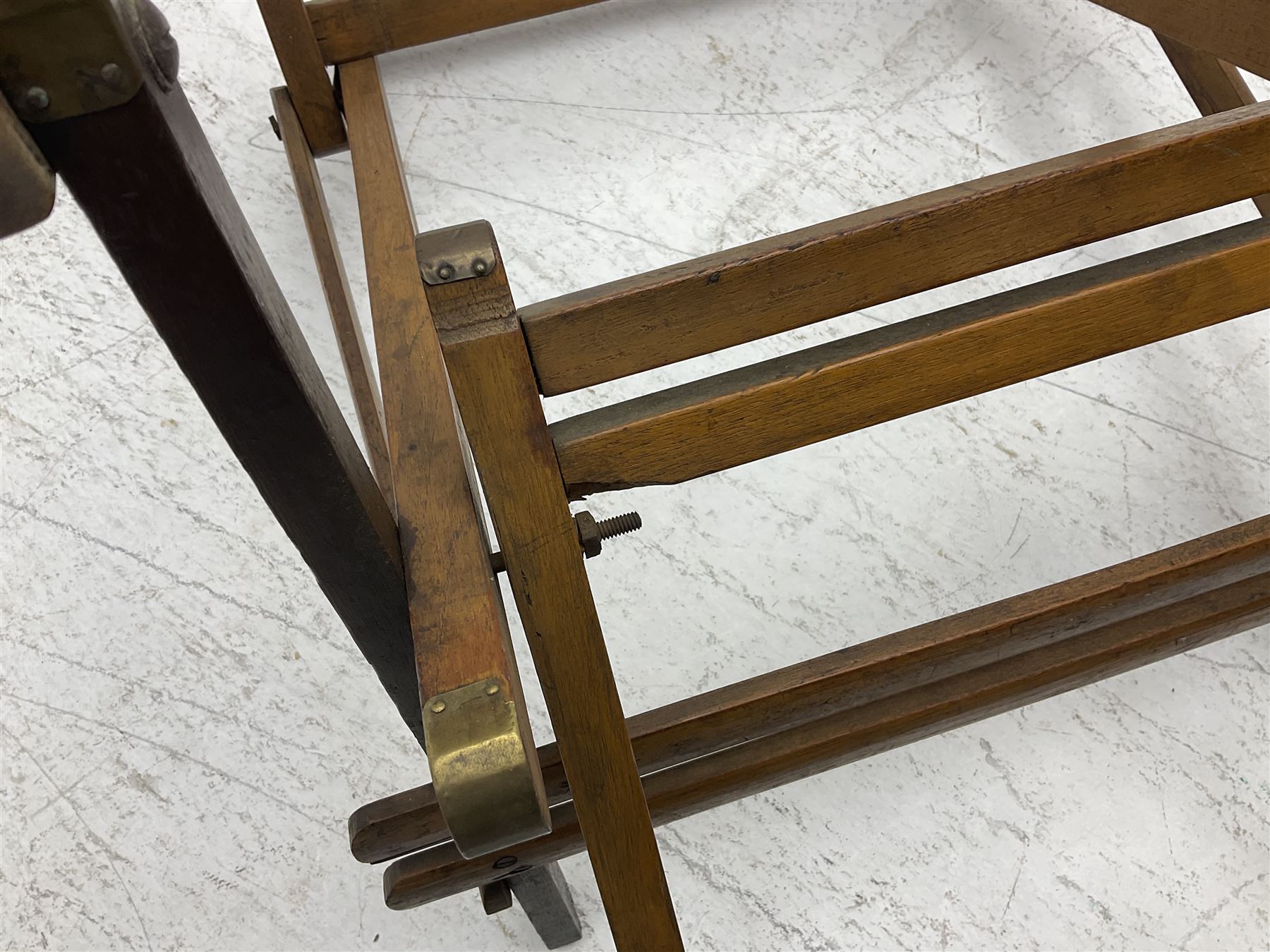 19th century folding brass mounted teak steamer chair 