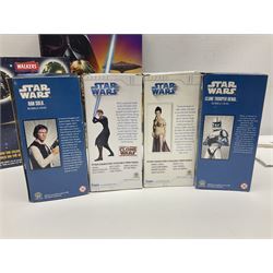Star Wars - four Funko 'Bobble Head' figures 'Princess Leia', 'Anakin Skywalker', 'Clone Trooper Denal' and 'Han Solo'; and four De Agostini figures; all boxed; and assorted ephemera including posters, Tazo Collector's Force Pack, 2005 Annual, fact files, catalogues, brochures etc