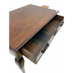 Georgian mahogany side table lowboy, fitted with single drawer and candle slides to either end