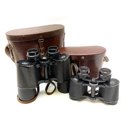 Pair of Carl Zeiss Jena Dekarem 10 x 50 binoculars with broad arrow mark no.1889889, c1939: and pair of Carl Zeiss Jena Deltrintem 8 x 30 binoculars no.6764553; both in leather carrying cases (2)