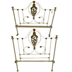 Pair of Victorian painted iron bed ends (no rails)