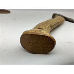 Gransfors Bruk Sweden carving axe, the head stamped both sides including smith's initials, on stamped hickory shaft, in leather sheath L43cm