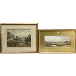Alice Mary Hobson (British 1860-1934): 'At the Foot of Beacon', watercolour signed and dated 1905 together with Lewis Pinhorn Wood (British 1848-1918): Shepherd Walking Down a Country Path, watercolour signed max 25cm x 35cm (2)