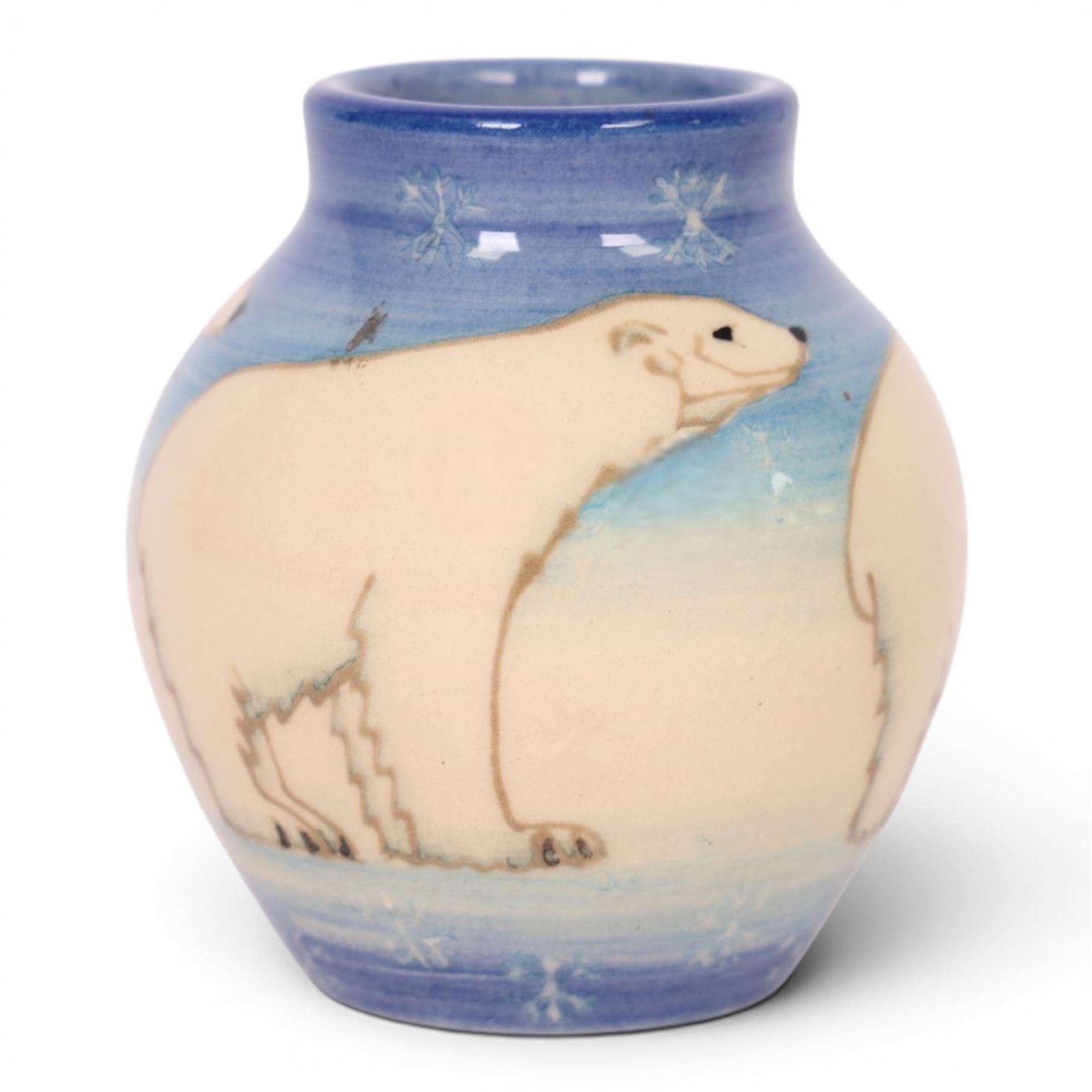 Dennis China Works miniature vase, decorated with polar bears, H9cm