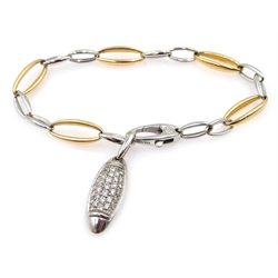  Chimento 18ct white and yellow gold link bracelet with diamond set navette finial, hallmarked, in original box  