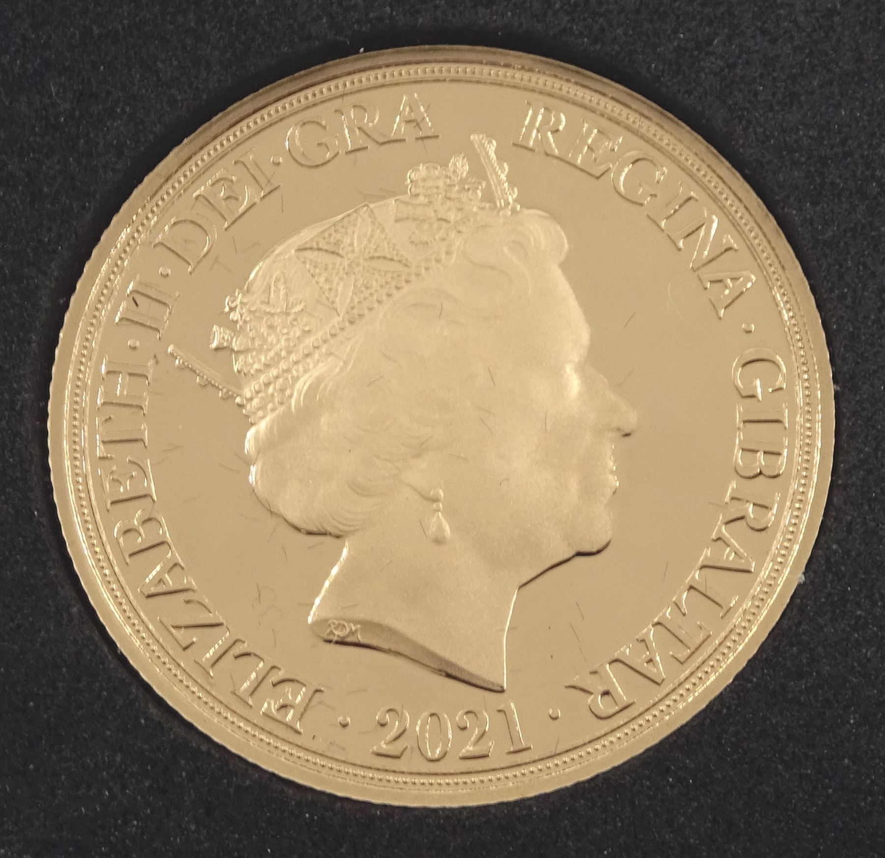Queen Elizabeth II Gibraltar 2021 'Strength & Stay' gold double sovereign coin, cased with certificate
