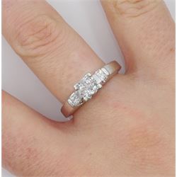 Platinum six stone princess cut diamond ring, hallmarked, total diamond weight 0.50 carat
