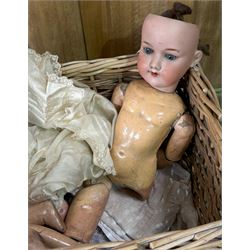 19th century bisque head doll, two other articulated dolls, together with a quantity of Victorian dolls clothes.  - COLLECTION BY APPOINTMENT FROM: The White House, Thirsk Road, Easingwold, York, YO61 3NF - CALL 01723 507111 TO ARRANGE