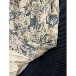 Marks & Spencer Home - lined curtains in blue floral patterned fabric, pleated header, with tie backs, W180cm, Fall - 195cm