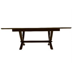 Willis & Gambier - mango wood and flagstone extending dining table with additional leaf, and set six dining chairs 