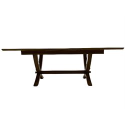 Willis & Gambier - mango wood and flagstone extending dining table with additional leaf, and set six dining chairs 