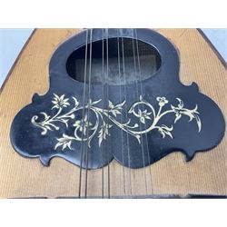 Italian mandolin, with foliate inlaid scratchplate, paper label inscribed 'Carlo Loveri & Figlio of Napoli', L62cm