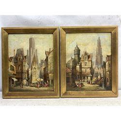 Henry Thomas Schafer (British 1854-1915): Antwerp Town Scenes, pair oils on canvas signed and dated 1890, 39cm x 30cm (2)