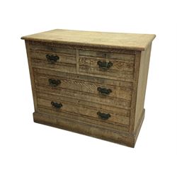 19th century oak chest of drawers, rectangular moulded top over two short and two long drawers, on plinth base (W99cm, D53cm, H81cm); early 20th century glazed mahogany display cabinet; Edwardian mahogany revolving bookcase (3)
