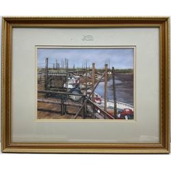 Megan Whittell (British 20th Century): 'Low Tide Morston Quay Norfolk', pastel signed, titled verso 23cm x 32cm; C S Knight 'View of Whitby', watercolour signed, titled and dated '97 verso 28cm x 39cm; together with a collection of coastal prints including Brian Littlewood and Mark Spain variously signed, titled and numbered max 28cm x 35cm (5)