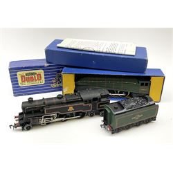 Hornby Dublo - three-rail A4 Class 4-6-2 locomotive 'Mallard' No.60022 with instructions and guarantee in later medium blue box and separate unboxed tender; and 4MT Standard 2-6-4 Tank locomotive No.80054 in blue striped box (2)