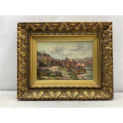 Augustus William Enness (British 1876-1948): Henrietta Street East Cliff Whitby and Driving Sheep on a North Yorks Moorland Track, pair oils on canvas one signed the other signed with initials 24cm x 34cm (2)