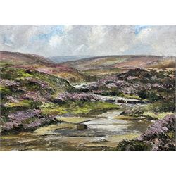 Ken Johnson (British 20th century): Moorland Landscape, oil on board signed 45cm x 62cm