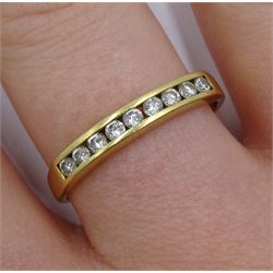 18ct gold channel set diamond half eternity ring, Birmingham 1994, total diamond weight 0.25 carat