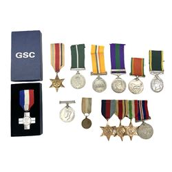 QEII General Service Medal awarded to 23504634 CFN. R.G. Beech REME; Pakistan Independence Medal awarded to Nadir Khan F.C.330; India Independence 50th anniversary medal; and a quantity of WW2 and later medals including Territorial Efficiency Medal awarded to 6196646 Gnr. J.G. Oatway R.A. (13)