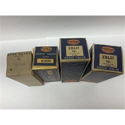 Five Ever Ready thermionic radio valves/vacuum tubes, comprising two EBL31, K40N, C36A, C50N, all in original boxes 