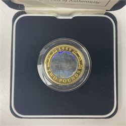 The Royal Mint United Kingdom 1999 'Rugby World Cup' holographic silver proof piedfort two pound coin, cased with certificate