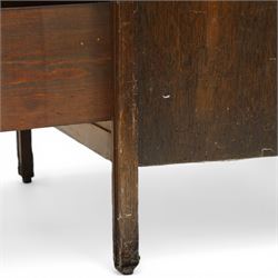 Edwardian tall oak chest fitted with six long drawers, on stile supports