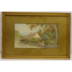 Collection of 19th century and later watercolour and oils including Cairn Terrier, Evening on the Devon Moors, signed by Fairfax Cameron, Mice Taking a Stroll, signed by J. M O' Reilly etc max 60cm x 44cm (11)  