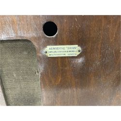 Two 1930s radios, comprising Art Deco Lotus valve example with copper fixtures, H50cm W37cm  together with a Swan Aerodyne example decorated with inlay