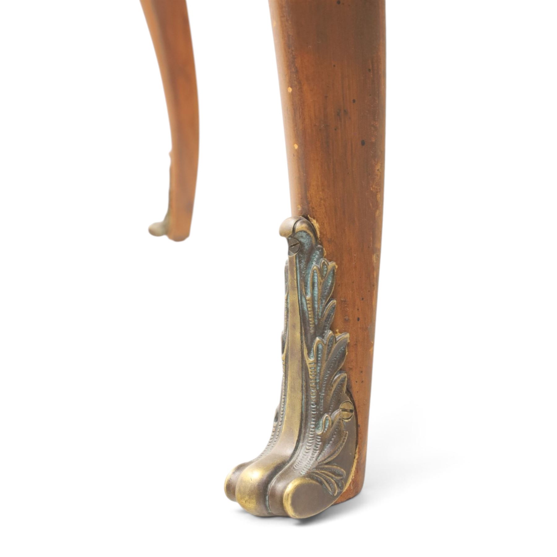 And So To Bed - Cherrywood serpentine dressing table, two drawers with brass handles foliate design with applied gilt mounts, raised on cabriole legs with gilt caps