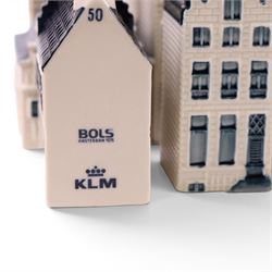 Forty Blue Delft's KLM Airlines, Bols decanters, shaped as Dutch houses