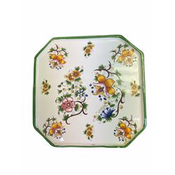 Capodimonte planter on stand with floral decoration, plater H26.5cm D25cm, stand 69cm. 