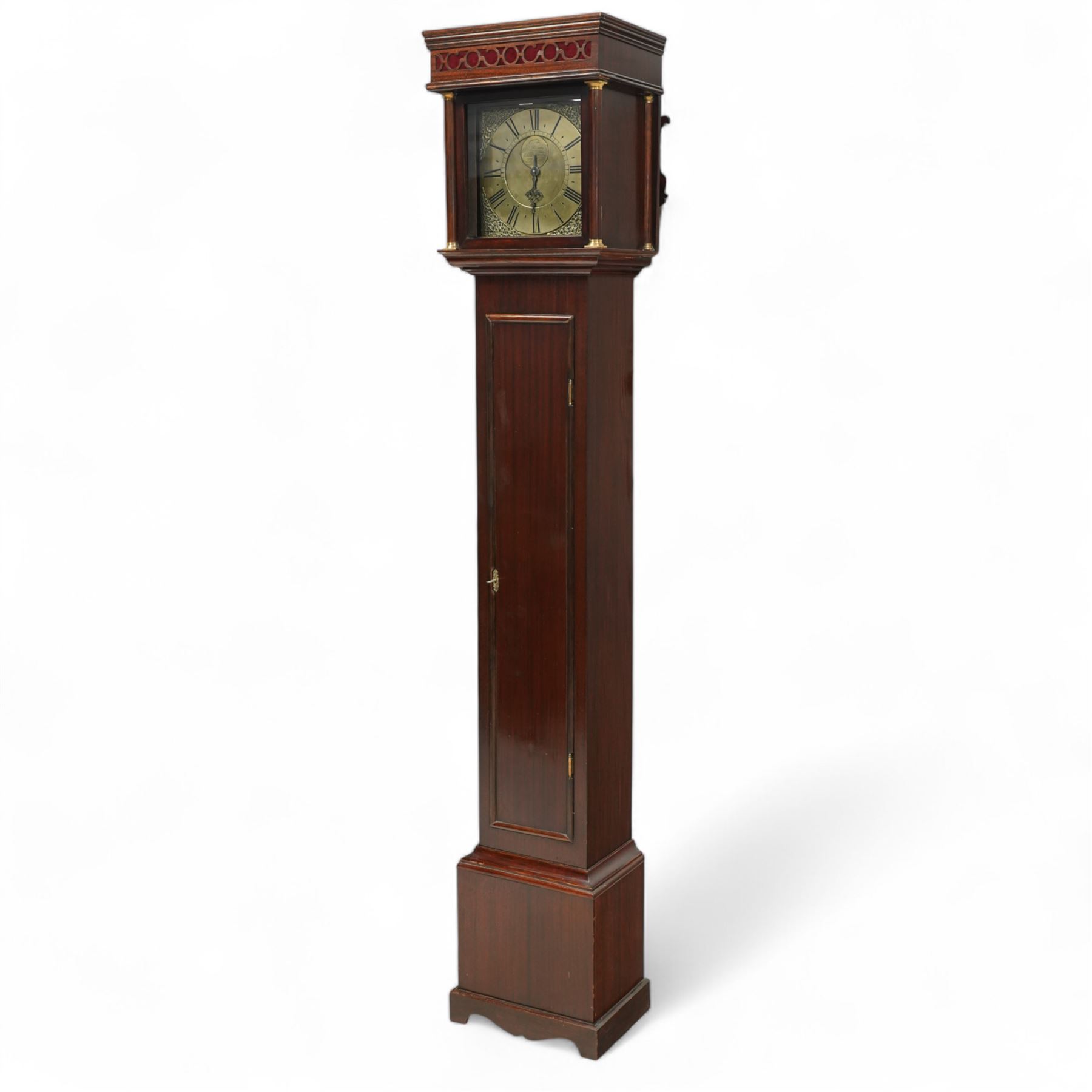 John Rogers of  Leominster (Herefordshire)- 30-hour single-handed  mid-18th century longcase movement and dial in a later bespoke made mahogany case, movement with a 10