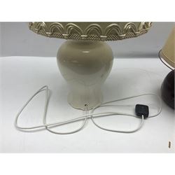 Copeland Spode table lamp with floral decoration, together with another table lamp, largest with shade H57cm