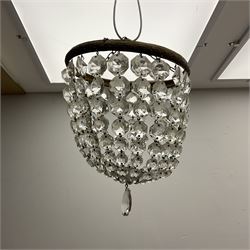 Gilt metal and glass bag chandelier