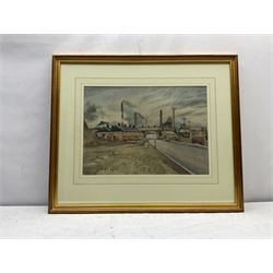 Alec Wright (British 1900-1981): 'Urlay Nook' Chemical Works near Stockton on Tees, pen ink and watercolour signed and dated 1956, 32cm x 45cm
Provenance: private collection purchased from T B & R Jordan 'A Century of Working Life in Yorkshire and the North East' exhibition April 2007 No.112